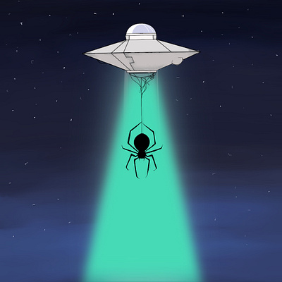 Invasion art design digital illustration invasion night procreate sky space spider ufo