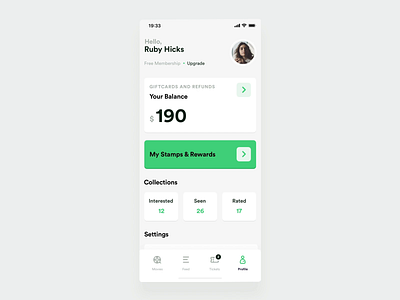 Filmgrail – Earn Stamps app design interaction prototype stamps ui ux