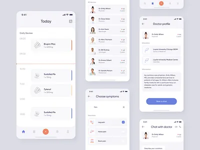 Health Care Mobile App for Medical Professionals and Patients app clean healthcare interface mobile product
