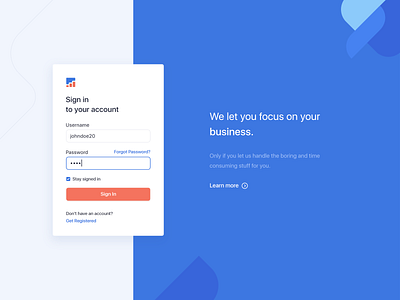 Login UI - Business Management Platform app ui background blue branding clean color creative design flat icon interface minimal modern simple ui ux web web ui white