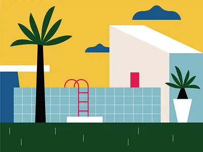 Summer time color design flat flatdesign geometic home illo illustration pool summer