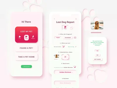 Find Pet App app design interaction neumorphic neumorphism pet pet app ui ux
