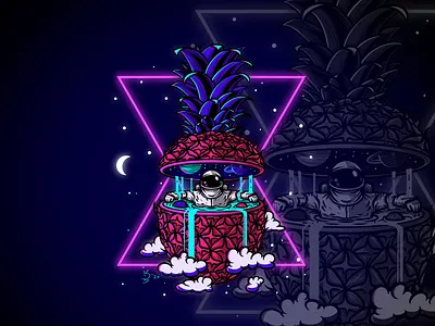 Juicy Intergalactic Pineapple Astronaut Chillin artprints astronaut astronautart astronautlife astronauttattoo digitalart fruit intergalactic intergalacticpineapple juicy luminouscolors moon nasa pineapple pineappleillustration planet solarsystem space spaceadventure stars