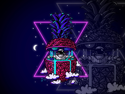 Juicy Intergalactic Pineapple Astronaut Chillin artprints astronaut astronautart astronautlife astronauttattoo digitalart fruit intergalactic intergalacticpineapple juicy luminouscolors moon nasa pineapple pineappleillustration planet solarsystem space spaceadventure stars
