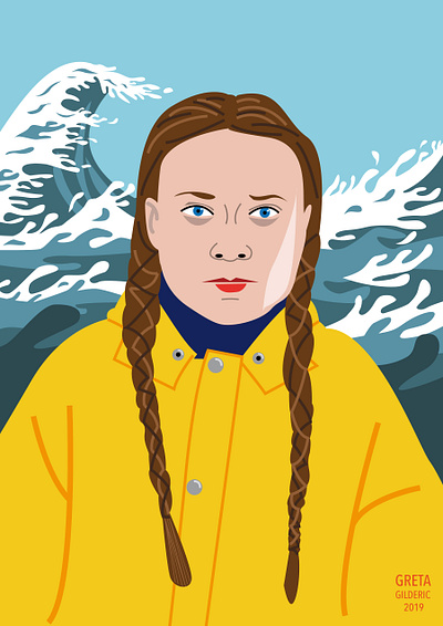 Greta Thunberg illustration people portrait vector