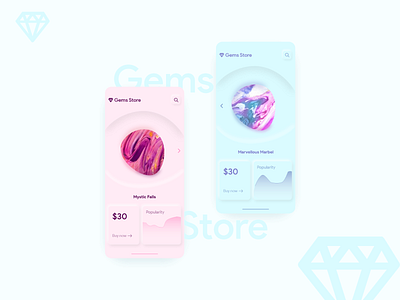 Gem store UI Design adobe artwork design dribbble gradient illustration ios typography ui ux