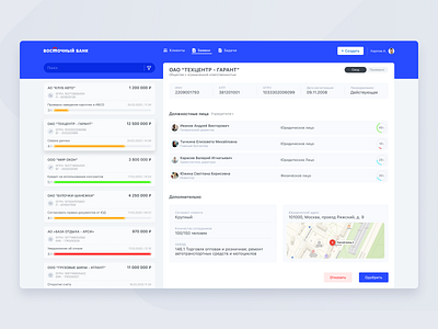 Dashboard Vostochny bank #1 admin panel bank crm dashboard design panel product product design saas service ui web web design