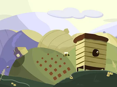 Apiary design illustration land scape