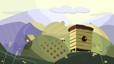 Apiary design illustration land scape