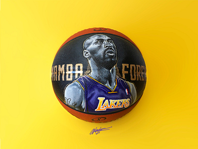 MAMBA FOREVER BALL basketball blackmamba fineart handmade handpainted illustration kobe kobebryant mamba melonkicks nba spalding