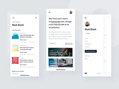 Medium App - UI Redesign app article blog app branding clean design elegant flat ios mobile news news app product design ui ui design uidesign user experience user interface user story ux