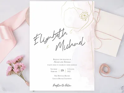 Wedding invitation card design floral floral art floral design illustration invitation invitation card poppy wedding wedding card wedding invitation wedding invite weddings