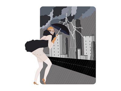1920's 1920s dailydrawing frenchfashion lightning lockdownchallenge monochrome rain