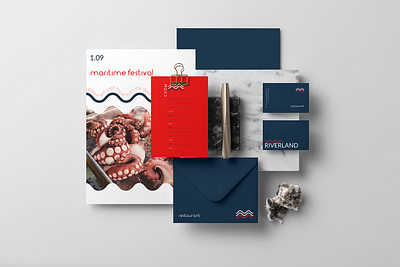 Branding for a seafood restaurant RIVERLAND brand brand identity branding design food grapgic design logo package restaurant restaurant branding seafood