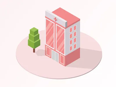 Isometric Hospital Building Vector Illustration covid 19 covid19 hello dribble illustration isometric isometric illustration pink vector