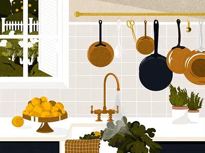 In the kitchen digital food food illustration fruits garden illustration interior design kitchen summer vegetables