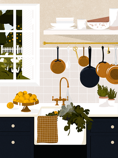 In the kitchen digital food food illustration fruits garden illustration interior design kitchen summer vegetables