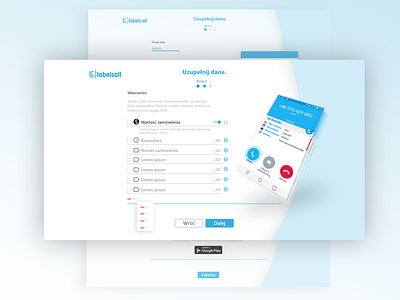 Configuration panel for Labelcall app clean configuration design labelcall layout material design panel ui ui design user experience user interface ux web design webdesign website