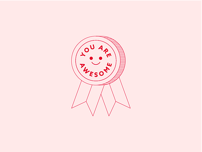 you are awesome award badge character illustration line logo design merit badge minimal prize recognition smiley face vector