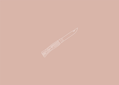 Florist Knife botanical floral florist illustration knife opinel pink white