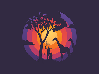 Sunsets and Silhouettes adobe africa animal design dribbble follow graphicdesign illustration nature shot silhouette sunset vector