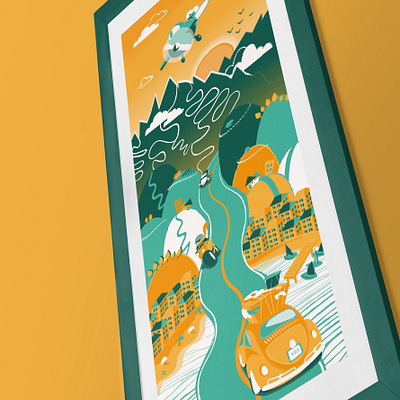Travelling Broadens the Mind 2020 2d car design fun illustration italy mockup office street travel vector world