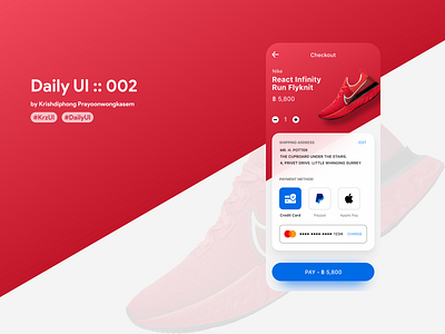 Credit Card page #dailyui #002 002 checkout page dailyui red