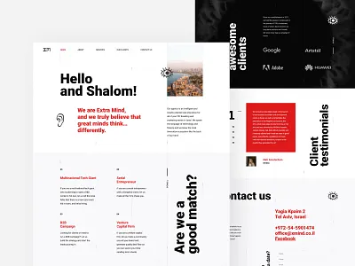 Extra Mind - Landing agency branding corporate israel landing ui website