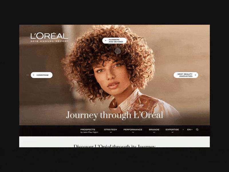 L'Oréal — 2019 Annual Report animation annual report art direction clean corporate digital dynamic interactive interface design motion principle principleapp prototype sketch sketchapp ui design web webdesign website