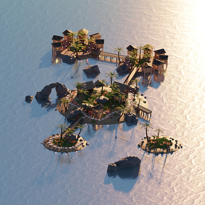 Danger Island 3d 3d art blender blender 3d blender3d blender3dart design illustration island islands isometric art isometric design ocean sunrise sunset