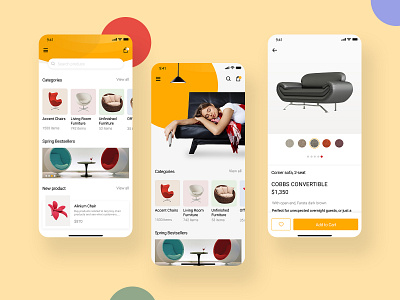 Furniture Application UI adobe xd application design chair daily ui furniture app furniture store illustration interior design living room minimal minimalist mobile ui modern sofa trends 2020 typography ui challenge ui concept uiux visualization