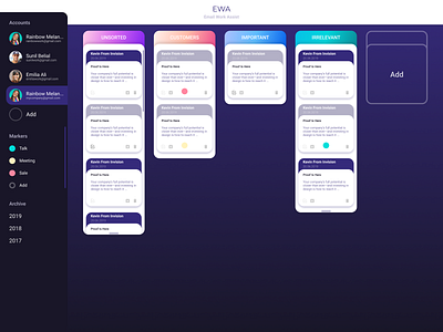 EWA assist desk email gradient grid interface managment product product design table task todo web design webdesign workflow