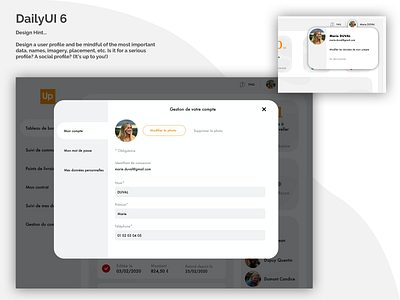 DailyUI 6 account application dailyui field from nome address profile ui ux