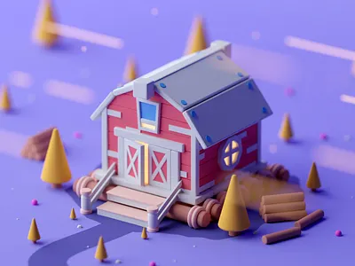 Farm 3d c4d cartoon cinema 4d game illustration isometric isometric room lowpoly octane