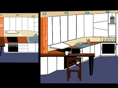 kitchen bender dining room illustration kitchen pokemon room workplace