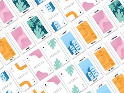 Set of Cards botanical cards design graphic design graphicdesign green illustration manifesto package package design packaging packaging design pink playing cards set of cards shapes statements vector