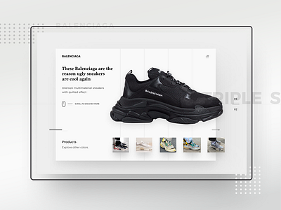 Balenciaga Triple S UI Concept app design article balenciaga daily ui fashion figma figma design figmadesign ui uiconcept uidesign uiux uiuxdesign user experience user interface