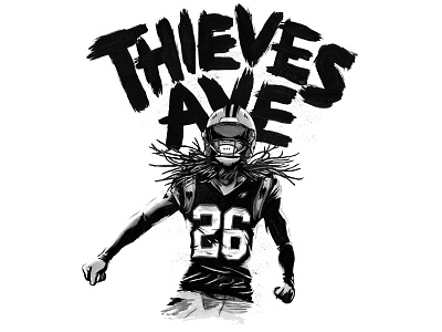 Action Jackson athlete black black and white brush carolina football hand drawn illustration ink maker panthers player sports thieves ave type