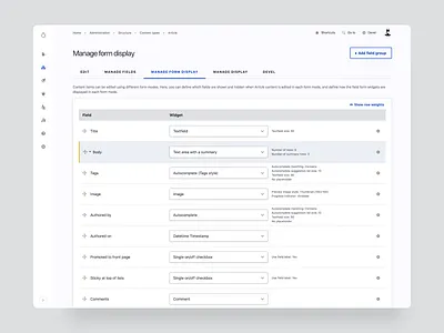 Gin FutureUI "Manage "Form Display" Update admin admin ui app app ui application application design claro cms drupal drupal admin ui future ui gin gin future ui