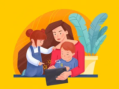 Time with Kids Illustration character children design design studio digital art digital illustration digital painting family game graphic design illustration illustration art illustrations illustrator kids kids illustration mother parenting people illustration woman