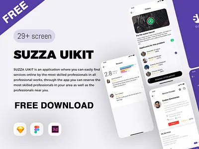 Suzza UIKIT app design application design download free freebie freebies illustration ios ui ux ui uxdesign vector