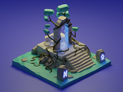 Temple blender blender 3d glyphs illustration isometric lightning runes