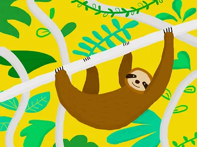 Sloth illustration jungle photoshop sloth