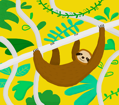 Sloth illustration jungle photoshop sloth