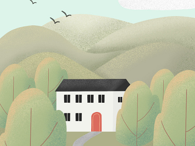 Abode in the Hills abode hills home house illustration nature procreate