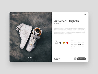 Daily UI #012 - E-Commerce Shop (Single Item) airforceone dailyui e commerce e commerce app ecommerce ecommerce app ecommerce design ecommerce shop interface interfacedesign nike shoes product product design product page ui ui ux uidesign uiux uxdesign web interface