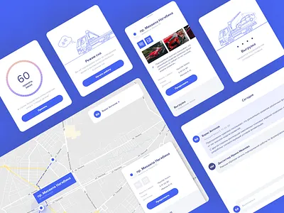 Ipad app towbooking app blue car chat design illustration ipad tow truck ui ux