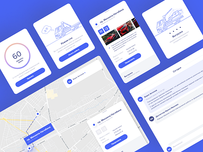 Ipad app towbooking app blue car chat design illustration ipad tow truck ui ux