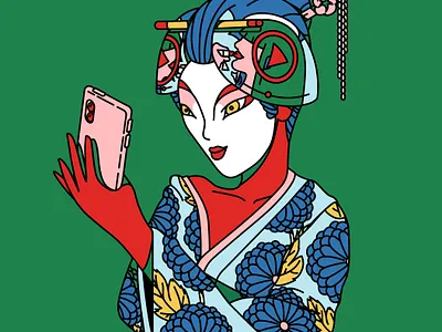 Geisha character illustration vector