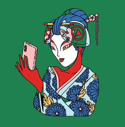 Geisha character illustration vector